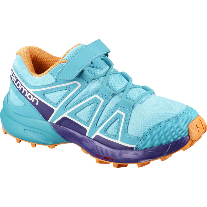 Salomon Israel SPEEDCROSS BUNGEE K - Kids Trail Running Shoes - Light Turquoise (IXKF-34096)